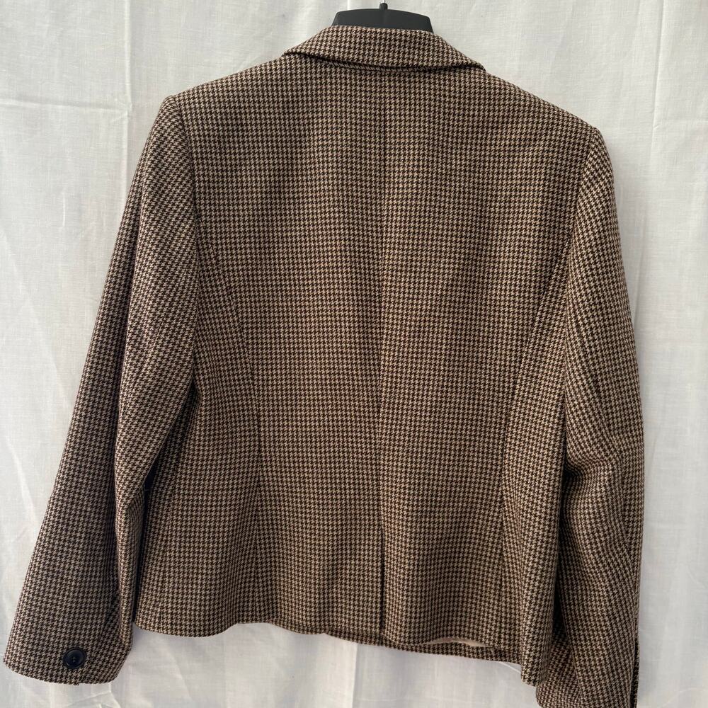 Vintage 90s Talbots Wool Blazer Sz 10 Brown Houndstooth Academia Professional - Picture 2 of 7